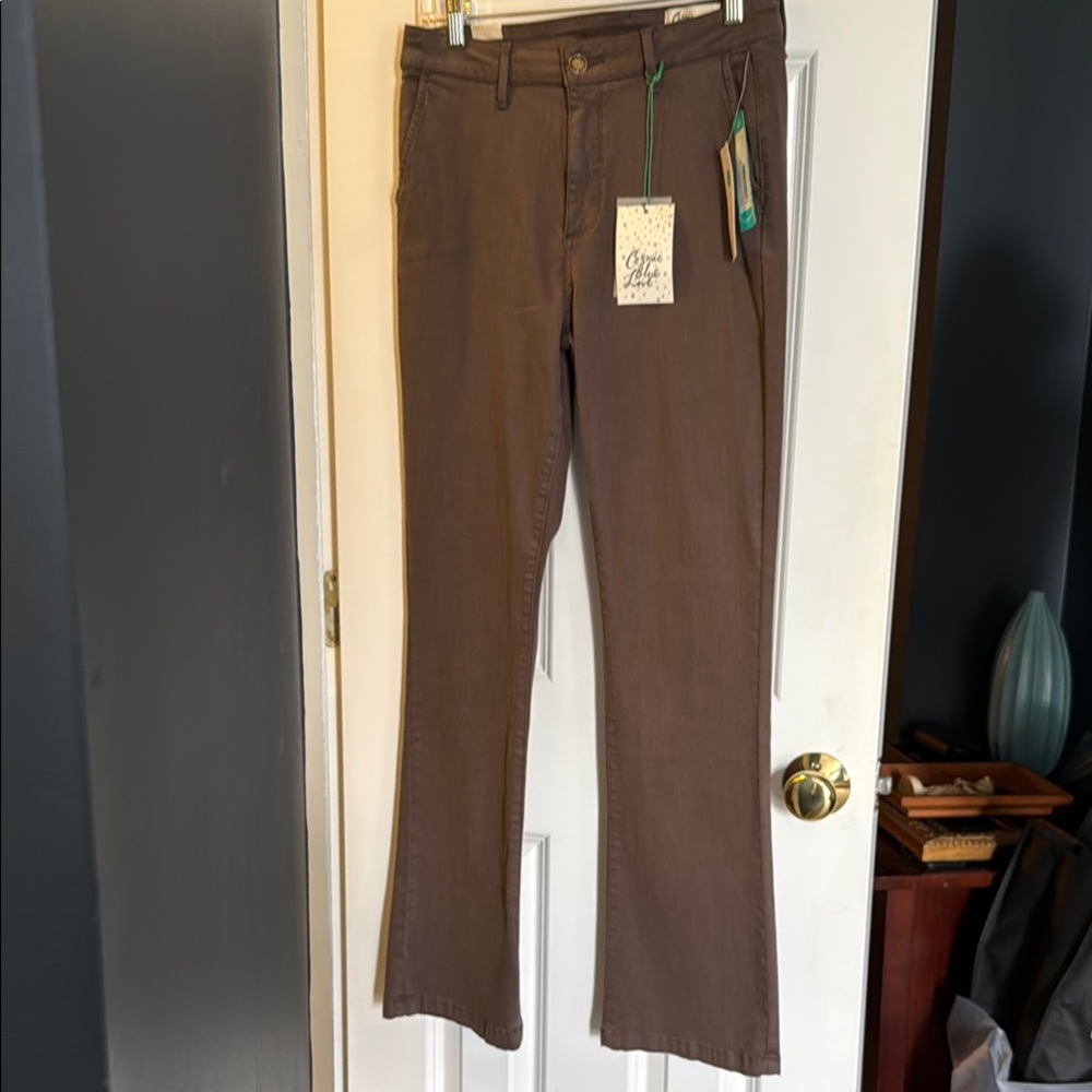 Olive Cosmic blue love stretch cotton Flared Pants